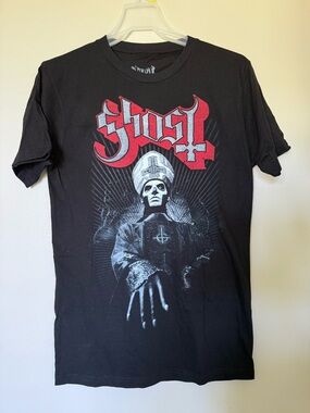 Ghost Black Short Sleeve Tee with Red & White Ghost Graphic